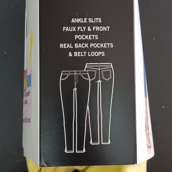 HUE Zest Yellow Essential Denim Capri Leggings Sz Small U18756 Ankle Slit - Picture 3 of 4